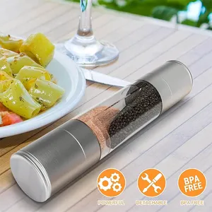 Molinillo de Sal y Pimienta Ajustable de Primera Calidad, Molinillo Manual de Doble Cabezal con Cuchillas de Cerámica - Product Image 4