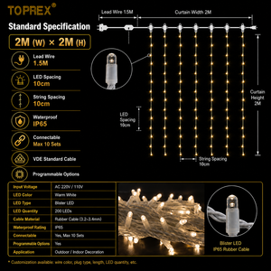 Guirlandes LED de qualité commerciale Toprex pour l'extérieur, câble en caoutchouc étanche IP65, pour la décoration de la <span class=keywords><strong>maison</strong></span>, les projets de Noël - Product Image 3