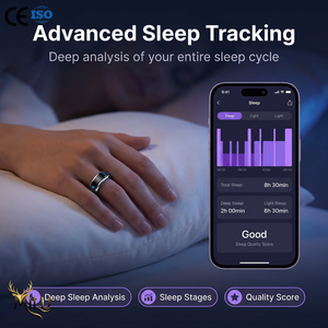 Bague connectée avec écran LED, moniteur de fréquence cardiaque, d'oxygène sanguin et de sommeil, contrôle de caméra à distance, suivi de la santé et du fitness, portable - Product Image 3