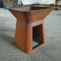 Barbecue au charbon de bois moderne en acier corten avec revêtement en poudre, foyer pour usage extérieur et intérieur