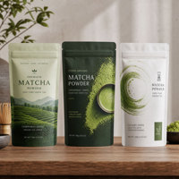 Sachet d'emballage personnalisé pour poudre de matcha et poudre de boisson, qualité alimentaire, imprimé numériquement, avec fermeture éclair et film barrière, pour stockage