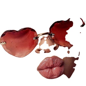 Gafas de Sol de Metal Pequeñas Sin Montura con Logotipo Personalizado, Última Moda, Gafas de Sol Sin Montura UV400 con Forma de Corazón para Mujer - Product Image 4