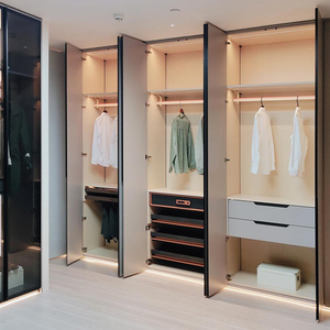 High-end Modern Modular Wood-Grain Custom <b>Metal</b> Stainless Steel <b>Cabinet</b> With Mirror - Product Image 3