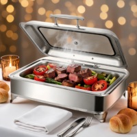 Neues Design Edelstahl 9L Gold Chafing Dish für Buffet, Restaurant, Hotel, Rechteckiger Warmhaltebehälter