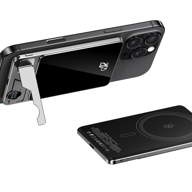 3-IN-1 Ultra-thin Magnetic Wireless Charging Stand Customize Logo 5000mAh & 10000mAh Digital Display Fast Charging Power Bank
