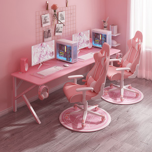 Luces LED RGB de alta calidad, soporte grande impermeable <span class=keywords><strong>para</strong></span> niña rosa, <span class=keywords><strong>escritorio</strong></span> de juegos de PC <span class=keywords><strong>para</strong></span> dos personas <span class=keywords><strong>para</strong></span> oficina en casa, diseño moderno - Product Image 4