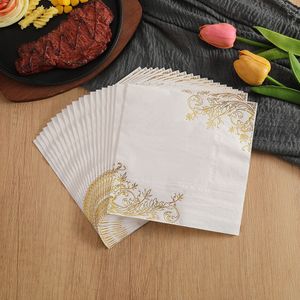 Gold Edged Printed Paper Napkins 330mm Wedding Disposable Tableware 20 Sheets Per Pack - Product Image 3