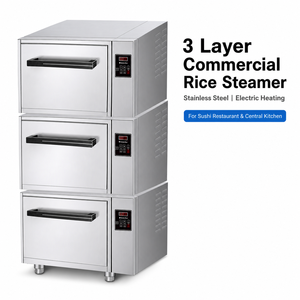 Vaporera de <span class=keywords><strong>Arroz</strong></span> Comercial de 3 Niveles de Acero Inoxidable, Vaporera Eléctrica para <span class=keywords><strong>Arroz</strong></span> para Restaurantes de Sushi y Cocinas Centrales - Product Image 1