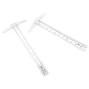 1pcs T Square Ruler 30cm Plastic T Shape Ruler Clear Transparent Measurements Straight Ruler Measure Tool