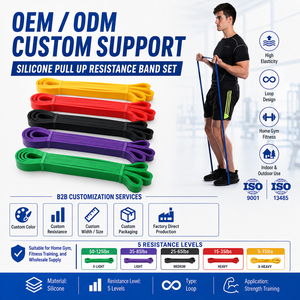 Bandes de résistance en silicone Jinke, boucle longue 208 cm, haute résistance, entraînement de force, logo personnalisé, vente en gros - Product Image 2