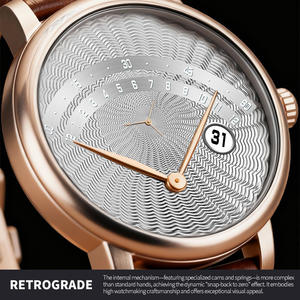 Reloj Automático SANYIN de Lujo con Mecanismo Retrogrado de Agujas Saltantes y Esfera Guilloché Plateada Personalizable con Logotipo - Product Image 2