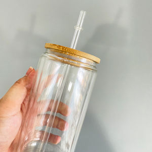 Entrepôt USA Boule à neige Paillettes Verre 12oz Sublimation Verre double paroi avec couvercle et paille pour presse à chaud - Product Image 3