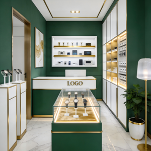 Vetrina Rotonda in Legno per <span class=keywords><strong>Gioielli</strong></span>, Piccola Vetrina Curva, Espositori Sottili per Negozi <span class=keywords><strong>di</strong></span> <span class=keywords><strong>Gioielleria</strong></span> - Product Image 1