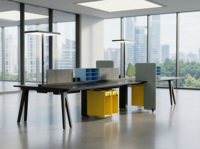 Poste de travail de bureau ATWOKA pour 4 personnes, mobilier de bureau moderne avec panneau de séparation