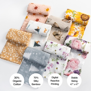 Manta Envolvente de Muselina de Bambú Orgánico para Bebé, Fabricada a Medida, de Algodón y Bambú - Product Image 2