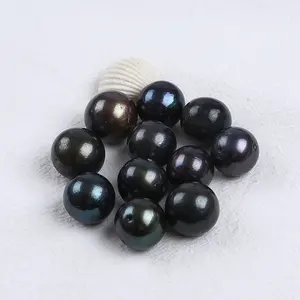 Perlas redondas edison sueltas para mujer, joyería de fiesta, color negro teñido, gran tamaño, 15-16mm, venta al por mayor