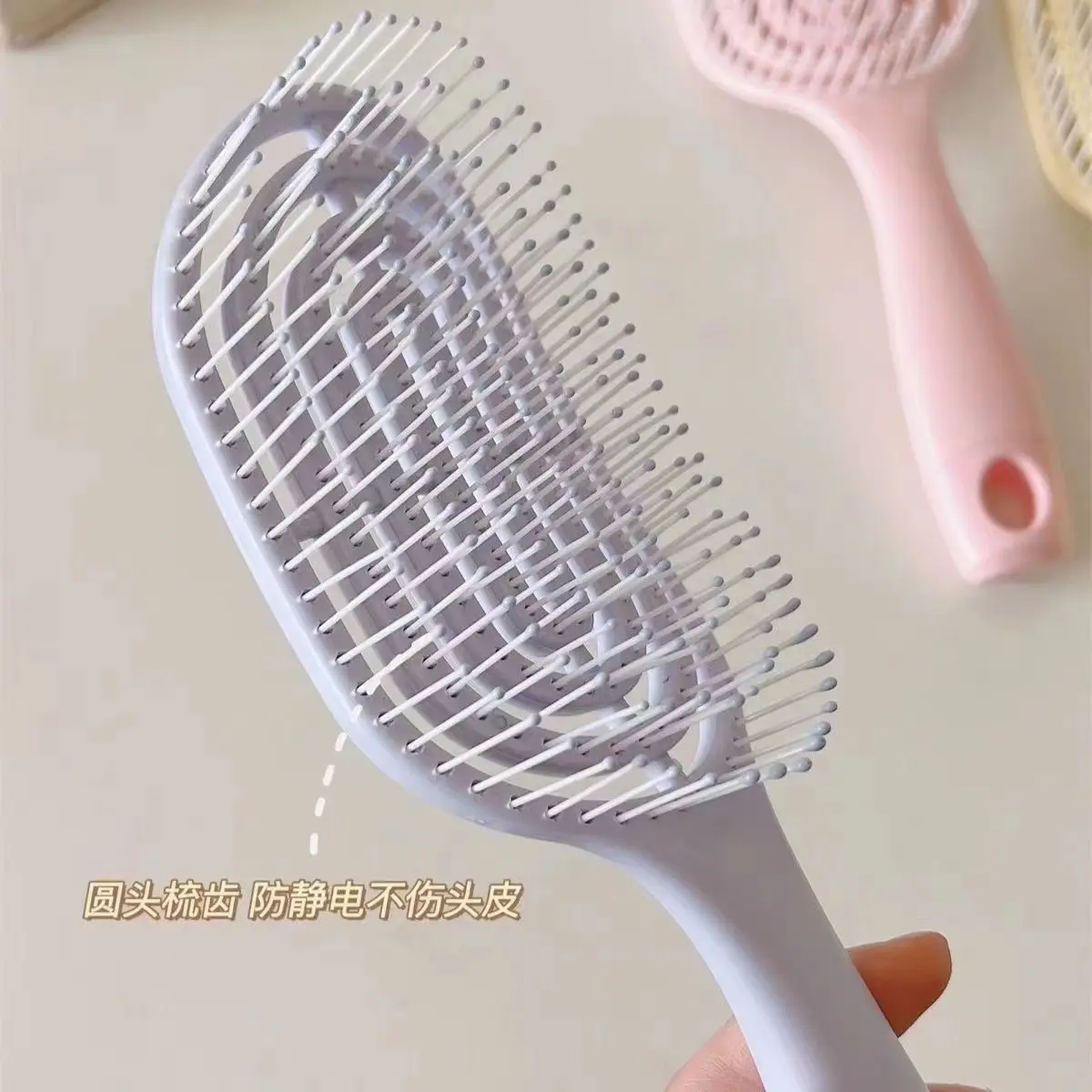 Custom Logo Thick Curly Thin Long Hair Detangling Brush Hair Dryer hair Brush Biodegradable Natural Detangling Comb