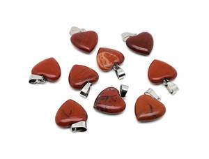 Colgante de corazón de jaspe rojo Mini piedras curativas de cristal Plata de Ley 925 Regalo de lujo chapado en oro y plata - Product Image 3