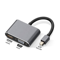 Câble convertisseur Mini DP vers HDTV+VGA, adaptateur 4K HD pour carte graphique d'ordinateur portable vers moniteur TV projecteur