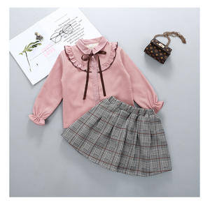 Producto Chino al por Mayor, Ropa de Punto de Algodón, Conjuntos de Camisa, Falda y Blusa Amarillos para Niña - Product Image 2