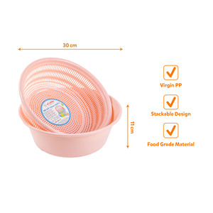 Passoire en plastique PP vierge de qualité alimentaire, ensemble de bassins de lavage, panier égouttoir pour préparation de fruits et légumes, durable et empilable - Product Image 2