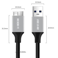 Fuente directa de fábrica 2 M Micro B USB 3,0 SATA Extensión plana de lámina de PVC para computadora móvil Disco duro Cámara Datos 12 meses