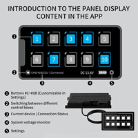 Boîtier de commande tactile LED 12P compatible avec bouton programmable momentané, panneau de commande tactile par application pour SUV, bateau, caravane