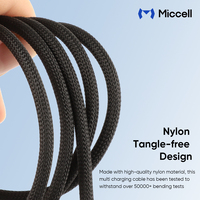 Câble de charge rapide Miccell en gros 4-en-1 USB-C vers USB-C, câble de données tressé pour iPhone, Xiaomi