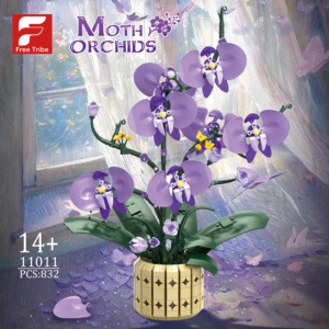 Ensemble de construction de modèle de jouet en blocs ABS Free Tribe 11011, orchidée violette, lys, 832 pièces, pour enfants - Product Image 3