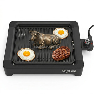 Parrilla Eléctrica sin Humo para Interiores, Parrilla Portátil de Sobremesa, Parrilla Eléctrica Antiadherente de 1800W, Base de Nailon Desmontable, Fabricante OEM - Product Image 1