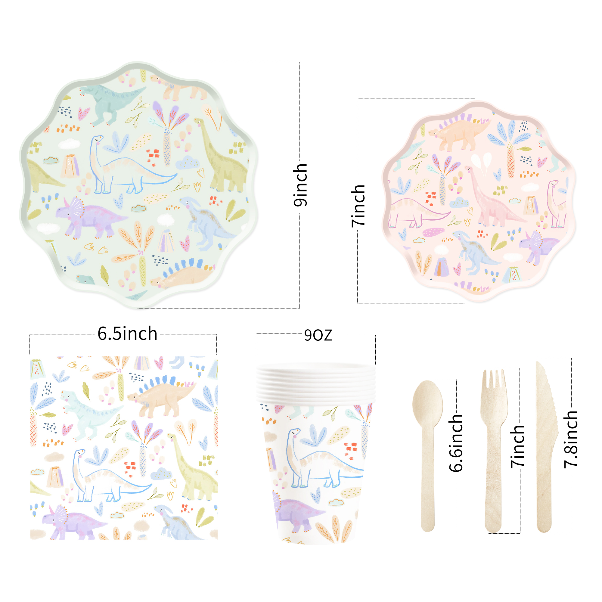 Assiette en carton de 7 pouces * 8 pièces