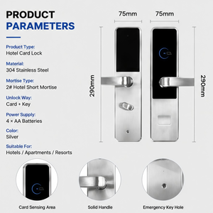 Sistema de Gestión de Cerraduras para Hoteles con Cerradura de Puerta con Tarjeta RFID para Habitaciones, Puertas de Madera y Acero Inoxidable, Diseño Moderno - Product Image 4