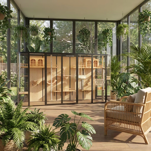 Terraza de Madera para Gatos Southern Porch, <span class=keywords><strong>Casa</strong></span> para Gatos de Varios Niveles, Diseño Envolvente, Pino Sólido - Product Image 1