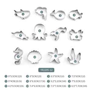 YJ Merveilleux Personnalisé 12 Pcs Animaux Marins Formes En Acier Inoxydable Biscuit Cutters Cookie Timbres Moule DIY Biscuit cutter ensemble - Product Image 5
