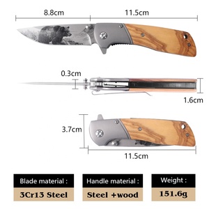 Il nuovo elenco bellissimo tattico manico in legno sopravvivenza campeggio <span class=keywords><strong>cacciatore</strong></span> pieghevole <span class=keywords><strong>coltello</strong></span> tascabile per esterni - Product Image 3