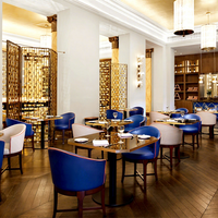 Ensemble de table et de chaises de restaurant en marbre, style moderne et luxueux, personnalisé pour hôtel