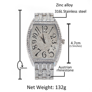 UWIN Hip Hop Golden Full Iced Out orologi Bling Bling Bling Unisex <span class=keywords><strong>orologio</strong></span> uomo <span class=keywords><strong>donna</strong></span> gioielli di lusso - Product Image 6