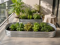 Jardinières surélevées en métal galvanisé Morden 8*4*2 pieds pour l'extérieur, idéales pour les légumes.