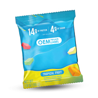 OEM Private Label 12 zakjes klassieke kauwgommetjes met fruit, weinig suiker en eiwit, met wei-eiogelatine en maïs