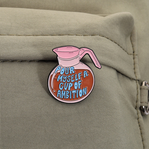 Pin de Esmalte con la Frase 'Ambition Coffee', Diseño Motivacional con Palabras, 'Preparese una Taza de Ambición', Broche al por Mayor - Product Image 3