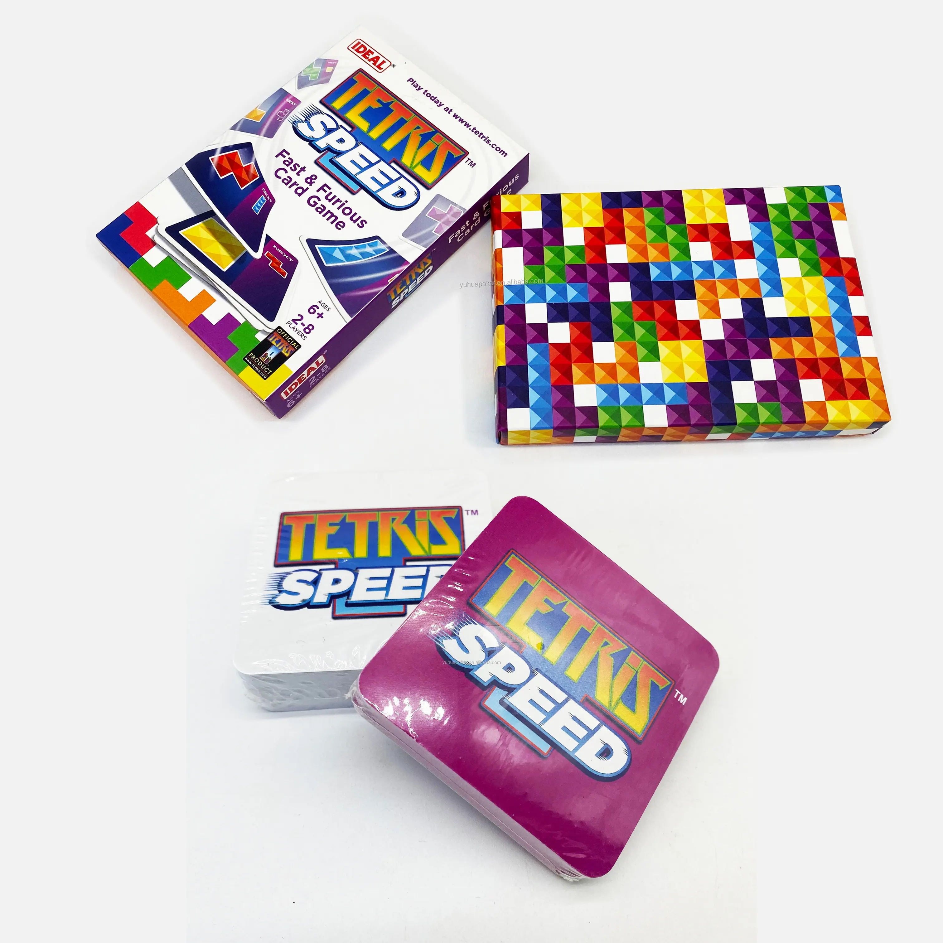 Custom high quality Tetris speed game cards wholesale color solitaire movie educational card games for kids