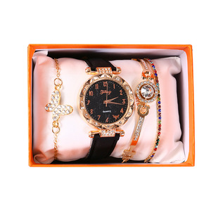 Women's Crystal Watch <b>Bracelet</b> <b>Set</b> With Cross Charm Gift For Her 4.53 In X 2.95 In Jewelry Box Packaging - Product Image 2