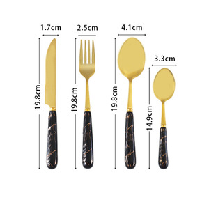 Juego de Cubiertos de Acero Inoxidable de 24 Piezas con Mango de Cerámica y Acabado Dorado, Vajilla Duradera en Caja de Regalo - Product Image 3