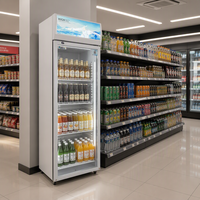 Réfrigérateur commercial vertical électrique personnalisable pour boissons, avec porte vitrée, pour magasin de détail