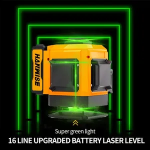Niveau laser vert 4D 16 lignes 360 ° à nivellement automatique et rotatif Mesure du réticule Équipé de 2 batteries de grande capacité - Product Image 6