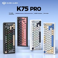 Dark F75PRO RGB USB Wired E-Sports Mechanical Keyboard 98 Keys Black Switch Three-Mode Engraved Side Keycap for Computer Gaming