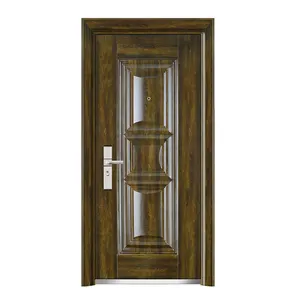 उपन्यास डिजाइन कम कीमत बाहरी धातु धुरी दरवाजा इस्पात दरवाजा घरों घर आउटडोर उभरा लकड़ी अनाज के लिए दरवाजे के लिए सुरक्षा