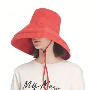 Chapeau Bob Décontracté à Large Bord Anti-UV Uni pour Femme, Idéal pour les Vacances et la Plage – Collection Printemps-Été (Vente en Gros) - Product Image 5