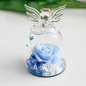 Roses Préservées en gros Cadeau Design Unique Petit Ange Dôme en Verre Préservé Rosas Éternelles Naturelles Véritables Fleurs Préservées - Product Image 2
