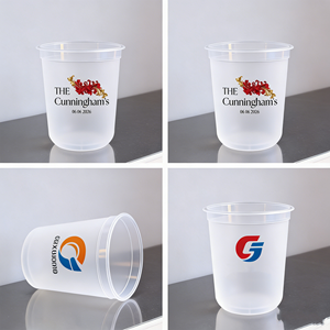 Gobelets en plastique givré jetables personnalisables avec logo pour Bubble Tea, café, boissons froides, 500ml, 700ml, 16oz, 22oz, 24oz, avec couvercles - Product Image 1